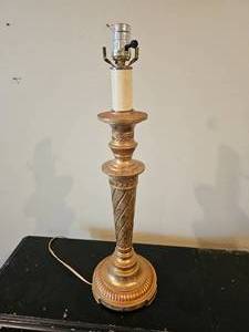 lot 558 image: Gilt Twisted Candlestick Lamp