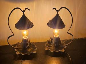 lot 557 image: Arts & Crafts Gothic Accent Lamps