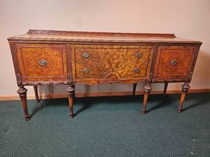 lot 42 image: Stunning Jacobean Burl Wood Veneer Dining Credenza