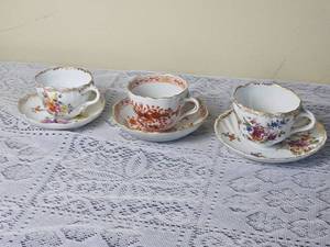 lot 240 image: Meissen Antique Cups & Saucers