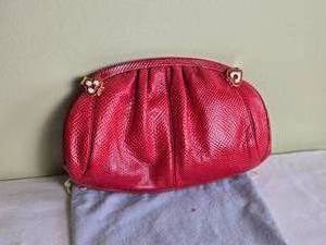 lot 79 image: Judith Leiber Red Lizard Handbag Purse