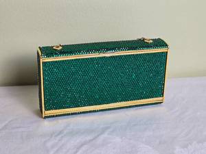 lot 76 image: Judith Leiber Emerald Crystal Box Handbag Purse