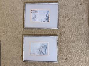 lot 728 image: Silver Bamboo Framed Asian Prints