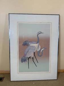 lot 332 image: Del Valle Signed Original Serigraph Two Cranes  Artist Proof
