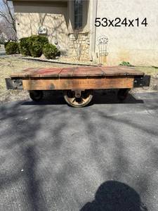 lot 325 image: Old Wood Rail Bed Cart from Hamilton Casters