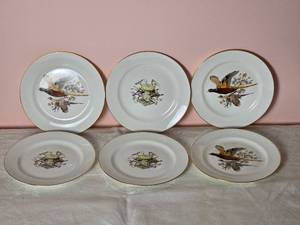 lot 642 image: Rustic American Farmhouse Plate Set - Pheasant  Wheat - (6)
