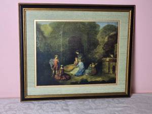 lot 599 image: Antique Fine Art Romantic Print - Jean-Antoine Watteau - The Flautist