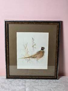 lot 594 image: Rustic Fine Art Pheasant Print - Signed