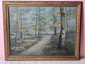 lot 590 image: Beautiful Original Fine Art Landscape Painting - Forest Path