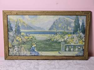lot 587 image: Idyllic Original Fine Art Landscape Painting - Peaceful Lake