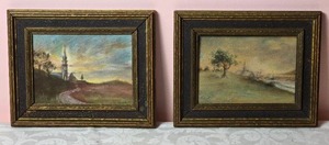 lot 585 image: Beautiful Original Fine Art Landscape Painting Pair - Signed