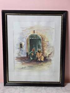 lot 580 image: Original Moroccan Watercolor Painting - Bakkare