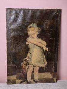 lot 570 image: Antique Portrait  - Young Girl with Cat