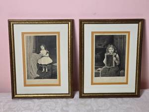 lot 569 image: Antique Petersons Magazine Etching Print Pair - Naught, And Carry One - Mammas Head Nurse