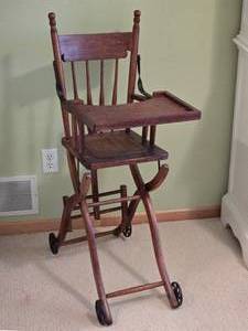 lot 773 image: Incredible Antique Rolling High-Chair