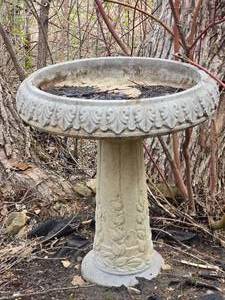 lot 761 image: Wonderful  Floral Concrete  Birdbath