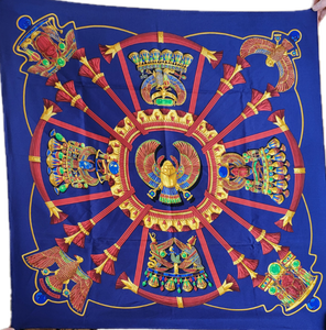 lot 102 image: Hermes Silk Scarf  Egyptian Scarab Brid de Galla