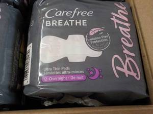 lot 147 image: 8 ct Carefree Breathe Feminine Pads...
