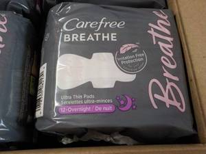 lot 149 image: 8 ct Carefree Breathe Feminine Pads...