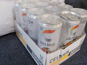 lot 239 image: 12 pack Celsius Non Carbonated Peac...