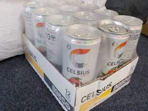 lot 241 image: 12 pack Celsius Non Carbonated Peac...