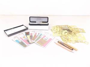 lot 5 image: Lot of Brass Templates, New Parker Pen Pencil Set, New Fountain Pen Set