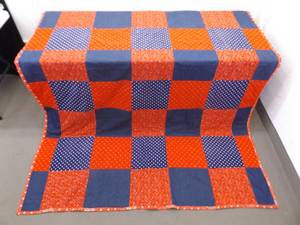 Vintage Handmade Red and Blue Bandana Patchwork Quilt