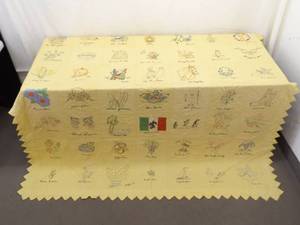 lot 23 image: Vintage Handmade Multiple Artist Signed Yellow Patchwork Quilt