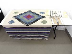 lot 29 image: Lot of Hand Woven Native American Southwest Wool Blankets, etc.