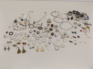 lot 76 image: 414 Grams of .925 Sterling Silver Wearable and Scrap Jewelry