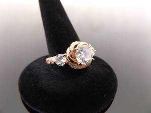 lot 66 image: .925 Sterling Silver Zirconia Rose Gold Vermeil Ring Size 7