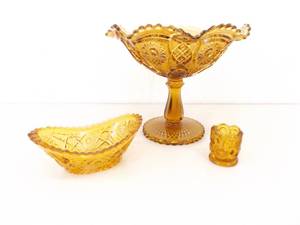 lot 89 image: Large 10 Amber Imperial Glass etc. Compote etc.