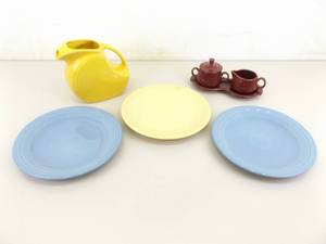 lot 97 image: Lot of Vintage Misc Fiesta Ware Dishes, Plates, Pitcher, etc.