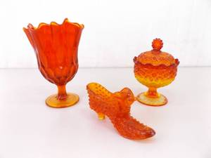 Lot of Vintage L.E. Smith, Fenton, etc. Amberina Glass