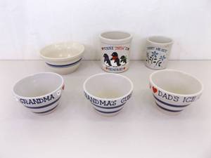 lot 96 image: Lot of Vintage Roseville RRP Hand Painted Crocks, Bowls, etc.