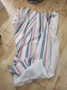 lot 101P image: Set of Striped Shower Curtains and Stainless Steel Trash Can