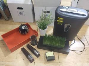 lot 103P image: Office Supplies Collection Shredder, Staplers, Decorative Items