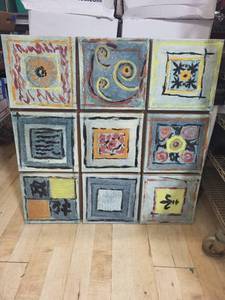 lot 106P image: Colorful Set of 9 Abstract Modern Art Panels