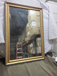 lot 120 image: Vintage Ornate Wall Mirror with Golden Frame