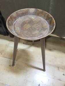 lot 141 image: Vintage Wooden Tripod Stand with Inlay Detail