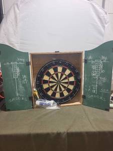 lot 240 image: Vintage Camel Dartboard Cabinet with Scoreboard