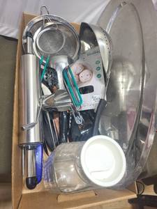 lot 244 image: Assorted Kitchenware Set with Glass Goblets