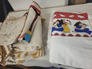 lot 329 image: Collection of Egyptian Themed Textile Wall Hangings and Tapestries