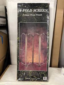 lot 95 image: 4-Fold Screen with Antique Brass Finish