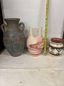 lot 102 image: Set of 3 Artisan Ceramic Vases with Unique Designs