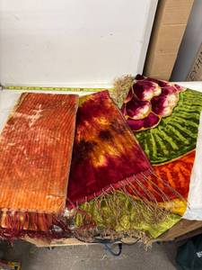 lot 172 image: Set of 3 Tie-Dye Silk Scarves and Tapestries with Vibrant Colors