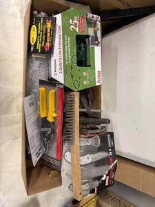 lot 186 image: Assortment of Hand Tools and Hardware Including Clamps, Extension Cord, and Knife Set