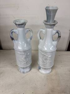 lot 199 image: Pair of Vintage Ceramic Vases with Classical Relief Design
