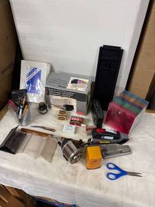 lot 225 image: Office Supplies and Accessories Collection Including Electric Sharpener and Cleaning Cards