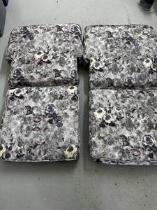 lot 122 image: Set of 2 Floral Outdoor Cushions with Purple and Gray Design